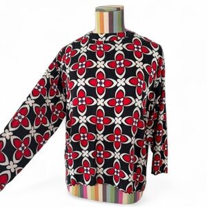 Sandro Paris Silk Geometric Floral Blouse Top